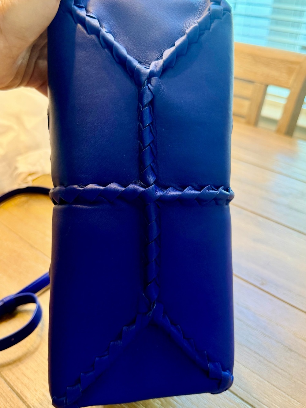 Blue Woven Leather Top-Handle Bag - Picture 6 of 9